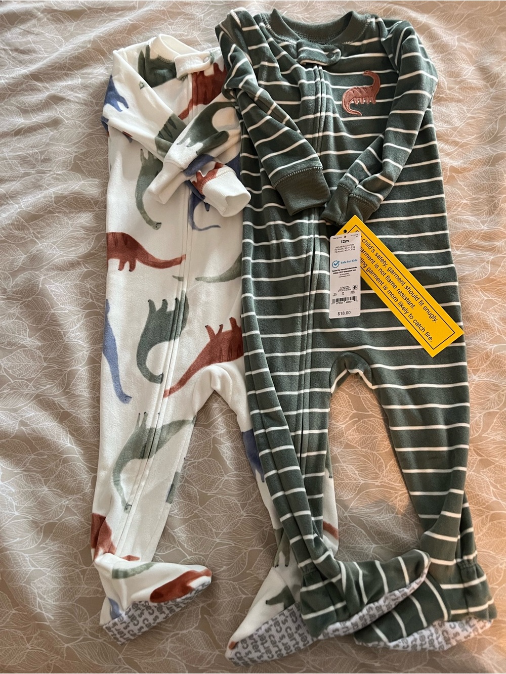 Carters baby Dinosaur Footed One-Piece Sleepers - NWT